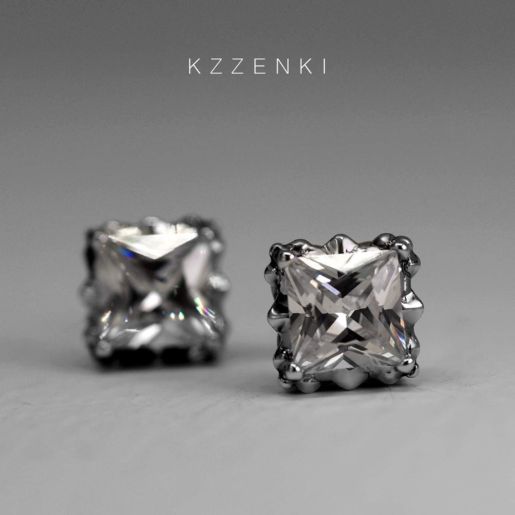 Retro Dark Shadow Stud Earrings, Hypoallergenic Stainless Steel Cubic Zirconia Earrings