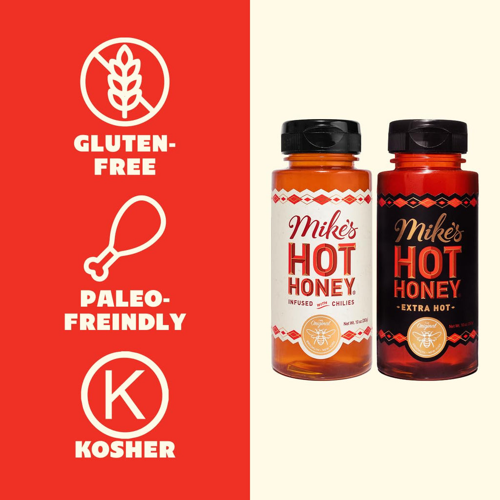Mike's Hot Honey, Extra Hot, America's #1 Brand of Hot Honey, Spicy Honey Infused with Chili Peppers, Sweet Heat, Perfect for Hot Sauce Lovers (10oz Bottle, 1 Pack)