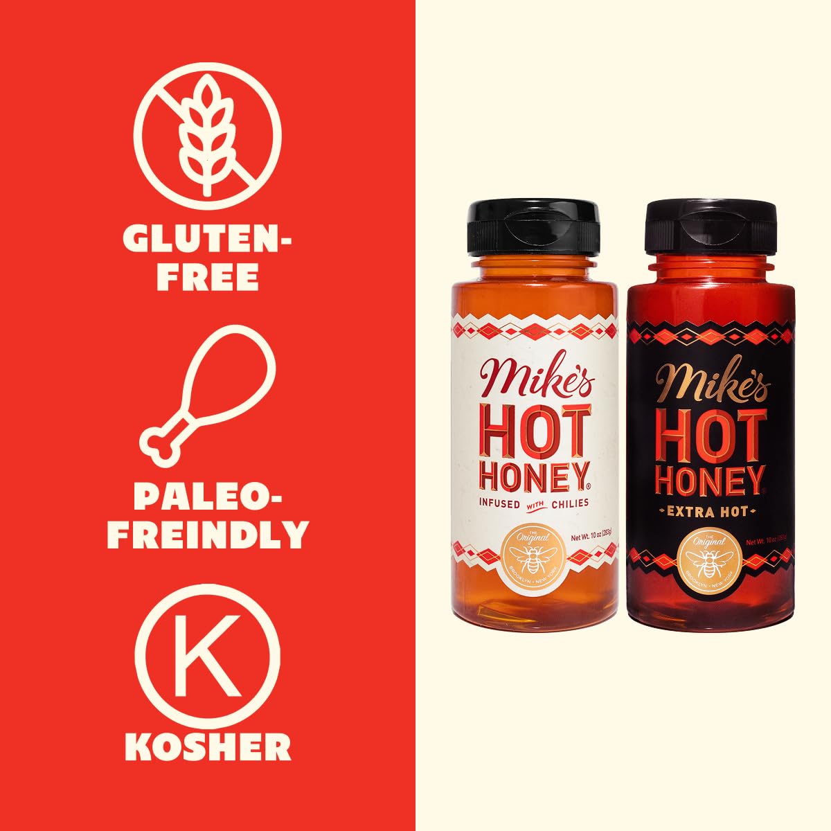 Mike's Hot Honey, Extra Hot, America's #1 Brand of Hot Honey, Spicy Honey Infused with Chili Peppers, Sweet Heat, Perfect for Hot Sauce Lovers (10oz Bottle, 1 Pack)
