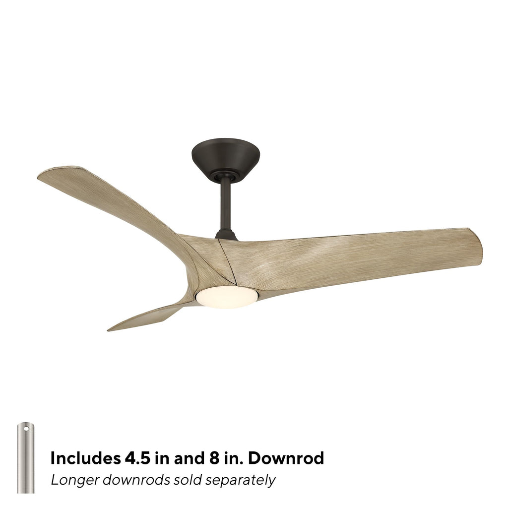 Modern Forms Zephyr Smart Indoor and Outdoor 3-Blade Ceiling Fan 52in Bronze/White Oak with Adjustable CCT 2700K-3000K-4000K-5000K LED Light Kit and Remote Control