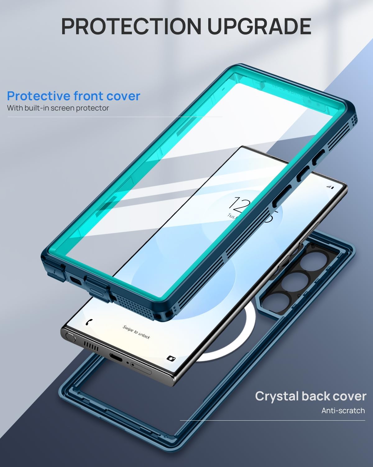 Lanhiem for Samsung Galaxy S21 Case, IP68 Waterproof Dustproof Case with Built-in Screen Protector, Rugged Full Body Shockproof Protective Phone Cover for Galaxy S21 5G 6.2 Inch, Black