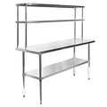 GRIDMANN NSF Stainless Steel Commercial Kitchen Prep & Work Table Plus A 2 Tier Shelf - 60 in. x 12 in.