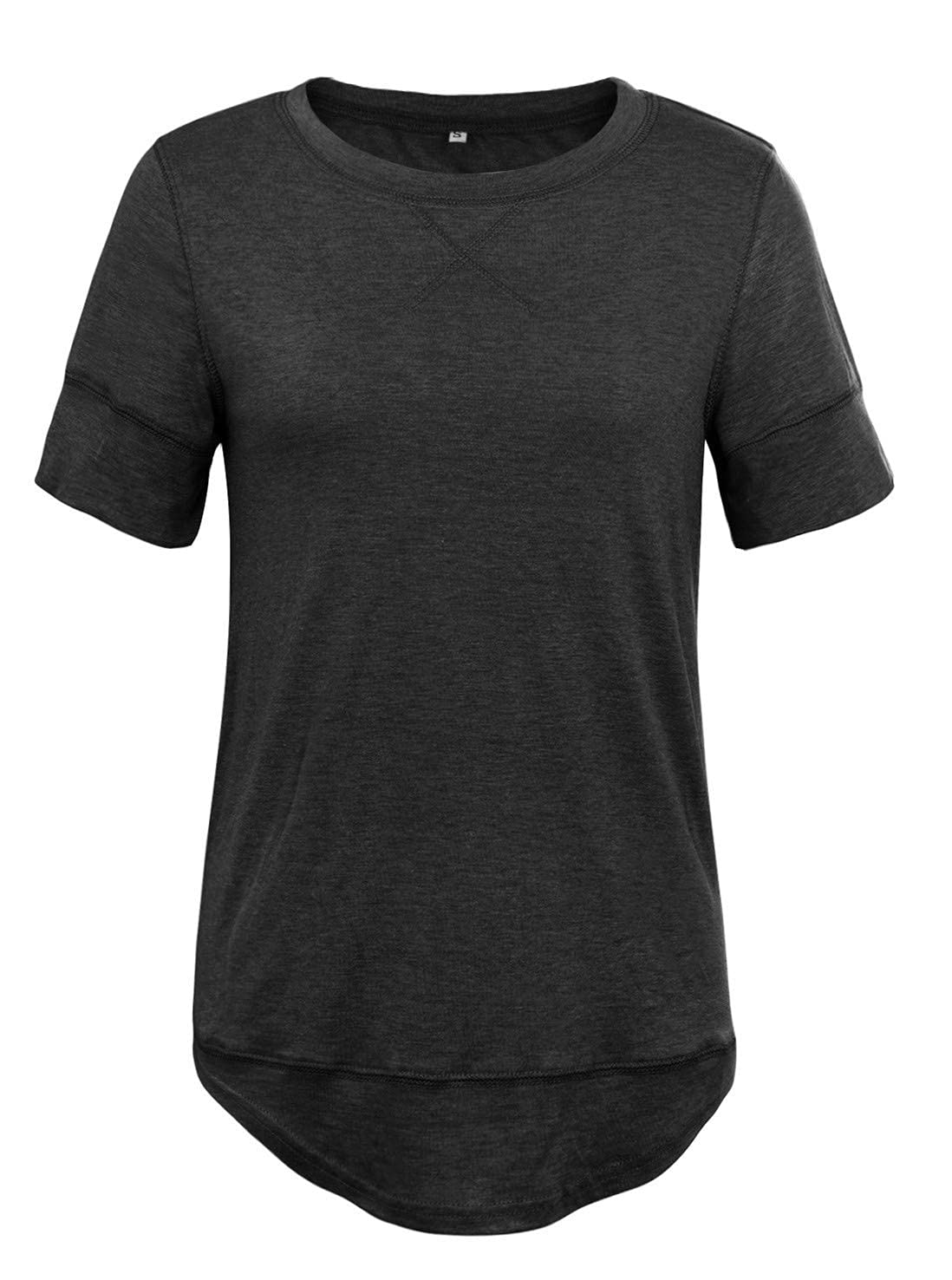 JomeDesign Summer Tops for Women Short Sleeve Side Split Casual Loose Tunic Top