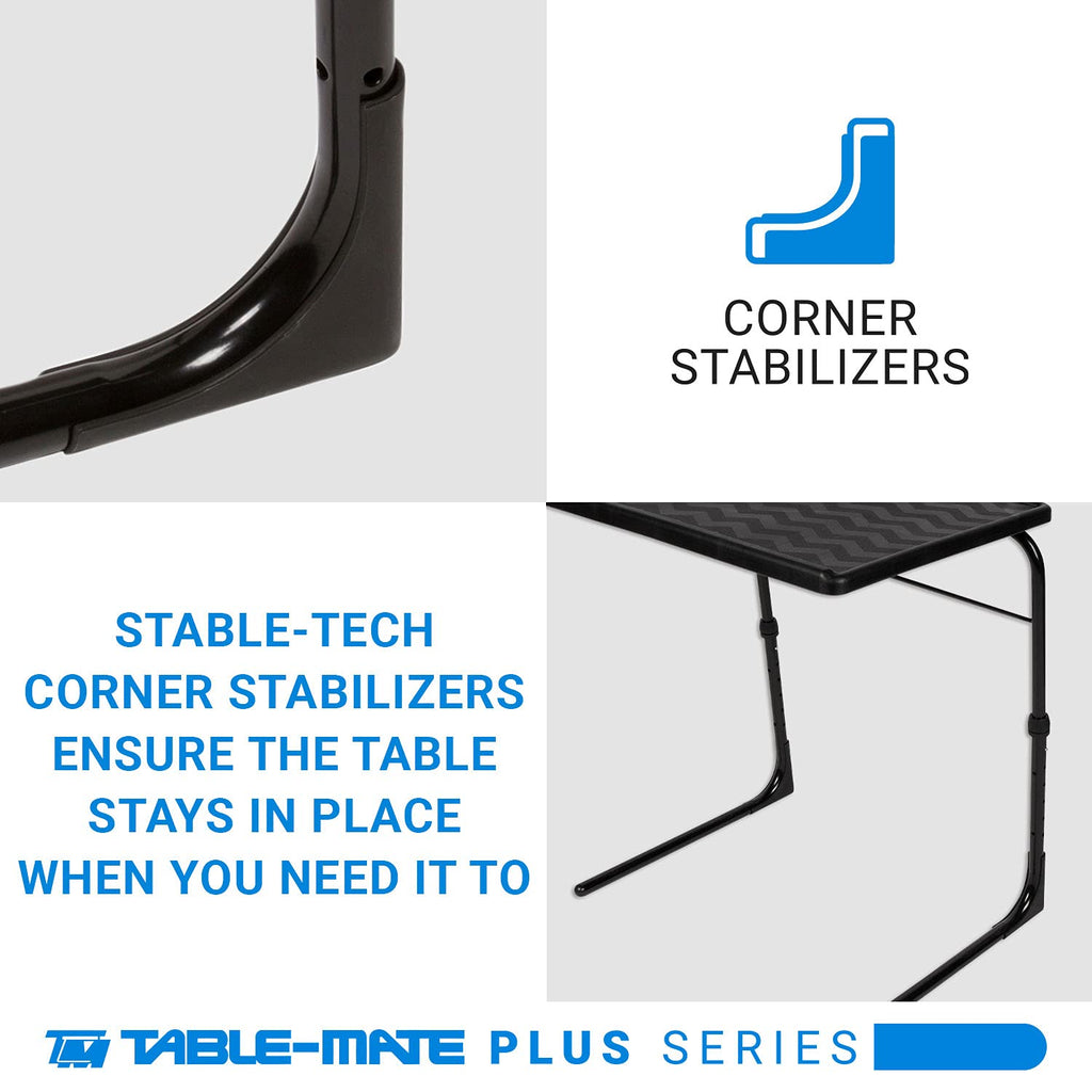 Table-Mate TV Tray Table | Portable Desk Folding Dinner Tray, Couch Table Trays for Eating Snack Food, Portable Laptop Desk, Bed Trays for Eating | Adjustable TV Trays with 3 Angles and Cup Holder