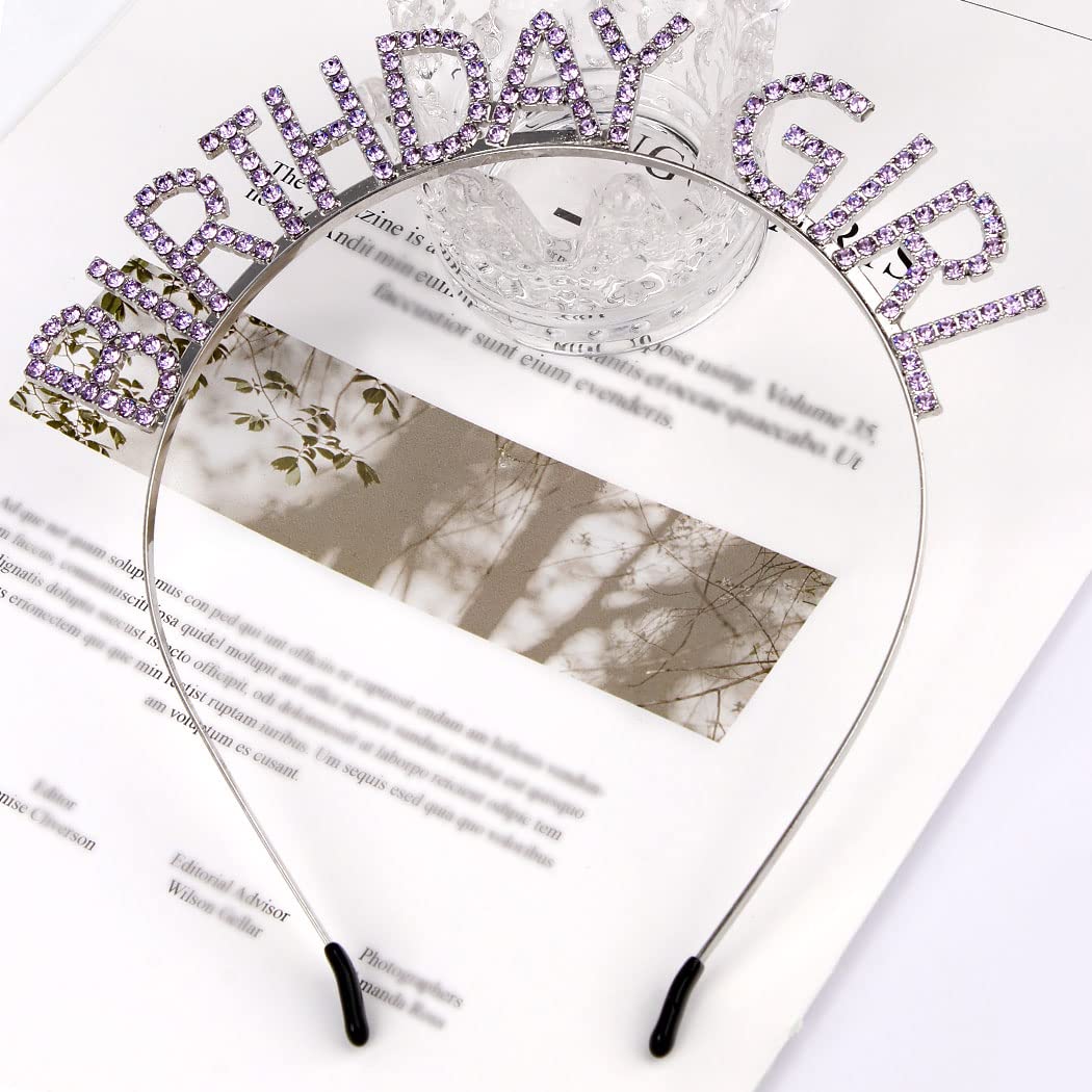 AOPRIE Birthday Girl Headband - Baroque Tiara for Women & Girls, Princess Crown Rhinestone Accessory