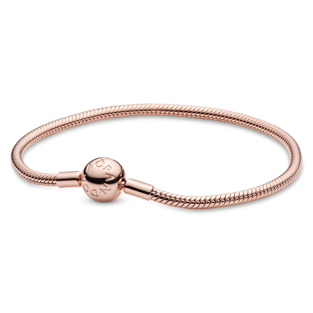 PANDORA Moments Snake Chain Bracelet - Hand-Finished Charm Bracelet - Jewelry for Her with Gift Box - Compatible Moments Charms - Sterling Silver