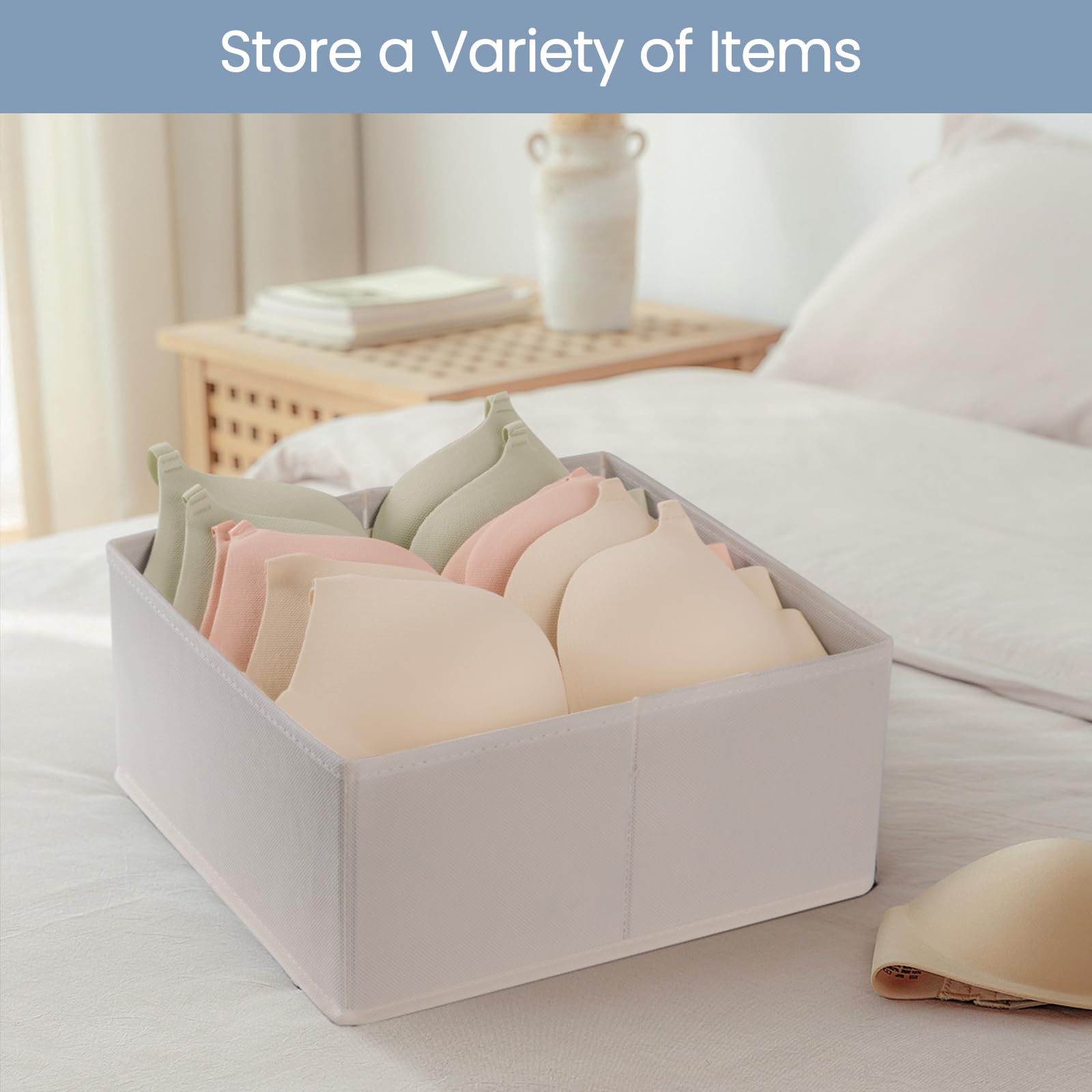 Criusia Drawer Organizer Clothes, 8 Pack Underwear Drawer Organizer, Foldable Cloth Storage Box Closet Organizers and Storage for Clothes, Socks, Scarves, Ties (Beige)