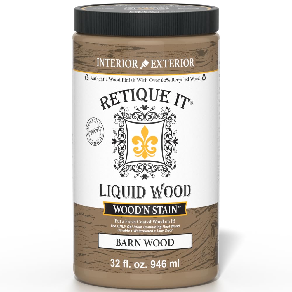 Retique It Wood'n Stain - Liquid Wood Gel Stain Interior/Exterior (08 oz (Half-Pint), 35 Dark Oak)