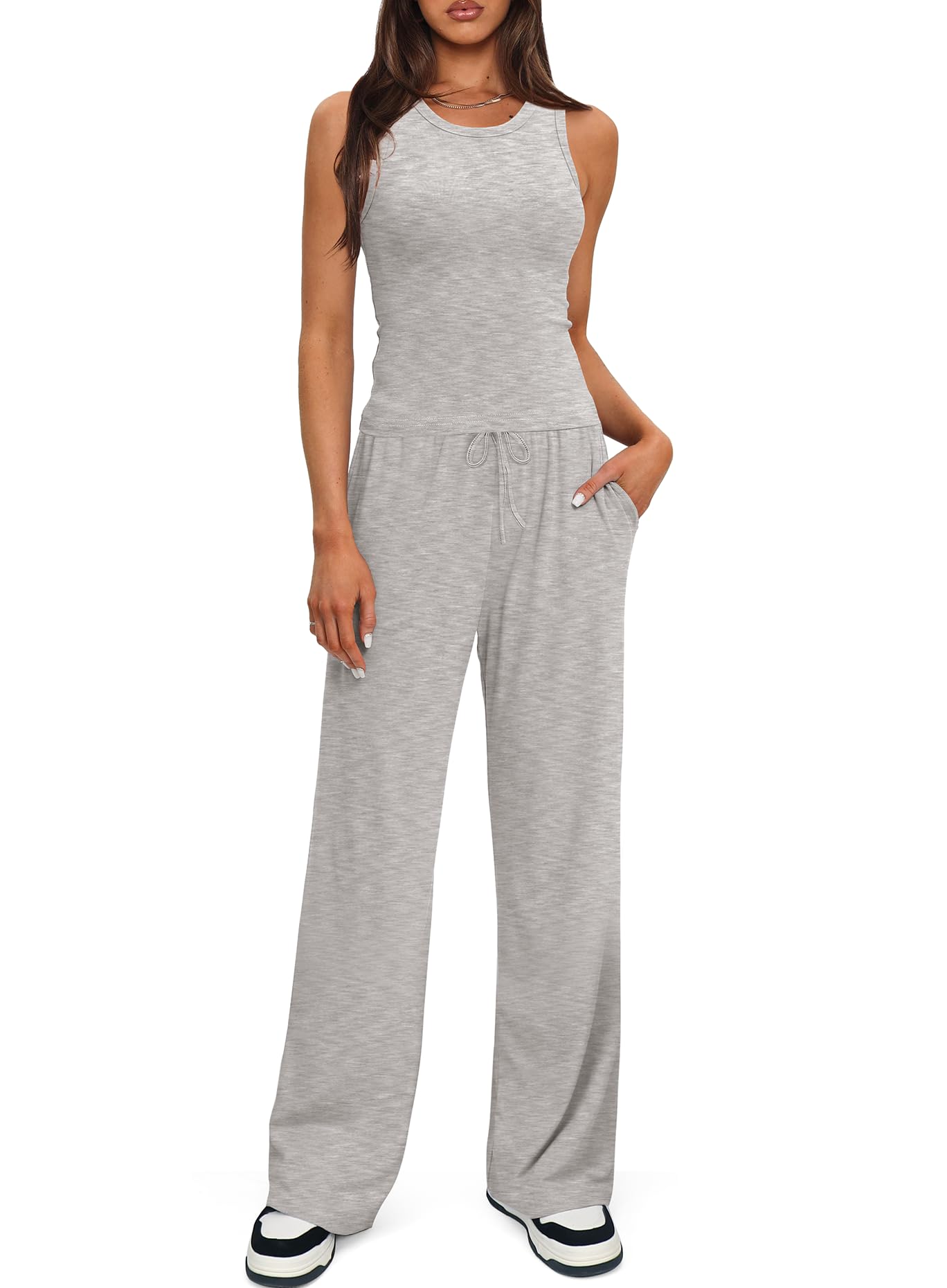 Darong Women's 2 Piece Summer Outfits Sleeveless Matching Lounge Sets