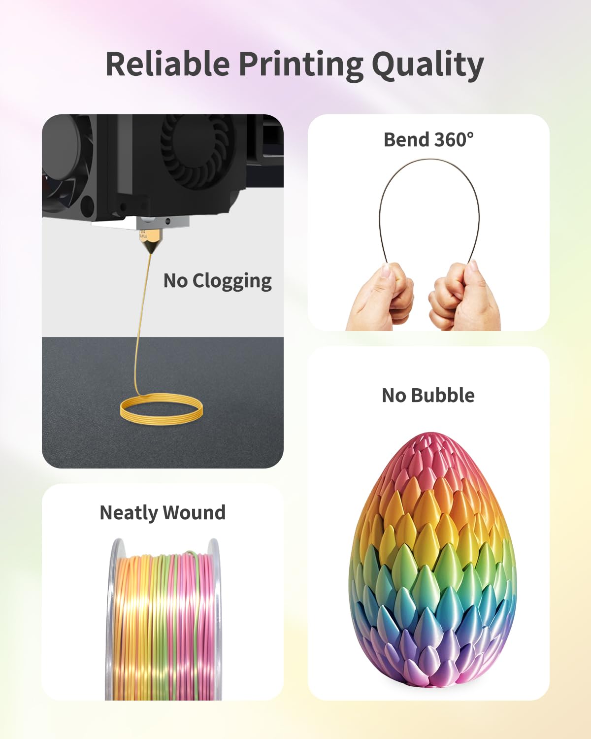 PLA Filament 1.75mm, 3D Printer Filament 1kg Spool (2.2lbs), Neatly Wound, +/- 0.02mm Precision, No Clog/Bubble, Excellent Layer Adhesion, Fits Most FDM Printers, Apple Green