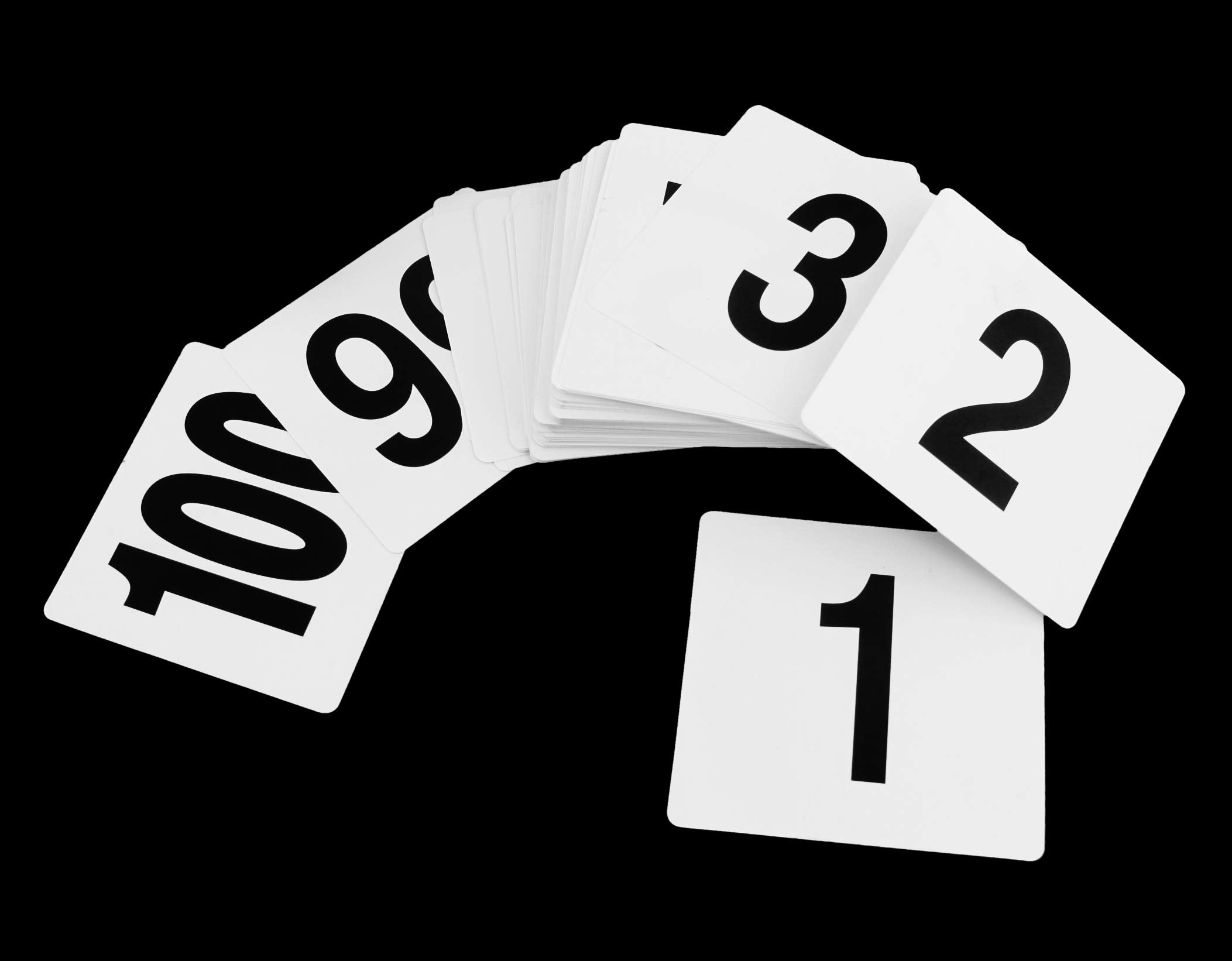 New Star Foodservice 23145 Double Side Plastic Table Numbers, 1 to 25, 4" x 4", Light Grey on Black