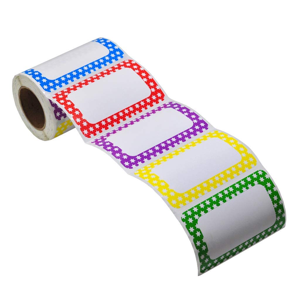 L LIKED 250 Stickers - 3.5" x 2.25"Colors Plain Name tag Labels with Perforated Line for School Office Home (Star - 250 Labels)
