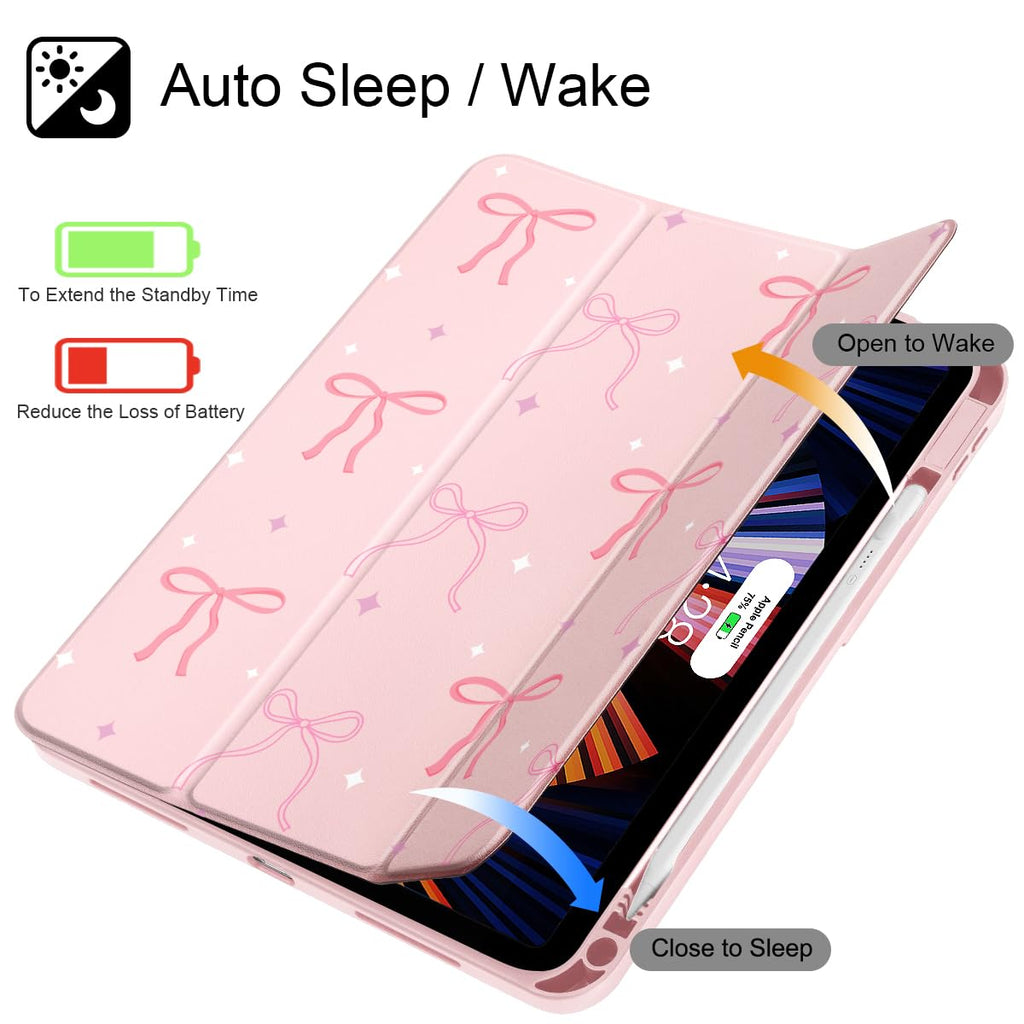 Tuiklol Case for iPad Air 11 Inch M4 2026 / Air 11 Inch M3 2025 / Air 11 Inch M2 2024 / iPad Air 10.9 Inch 2022 2020, Buit in Pencil Holder with Shockproof Cover Clear Transparent Back, Black Flower