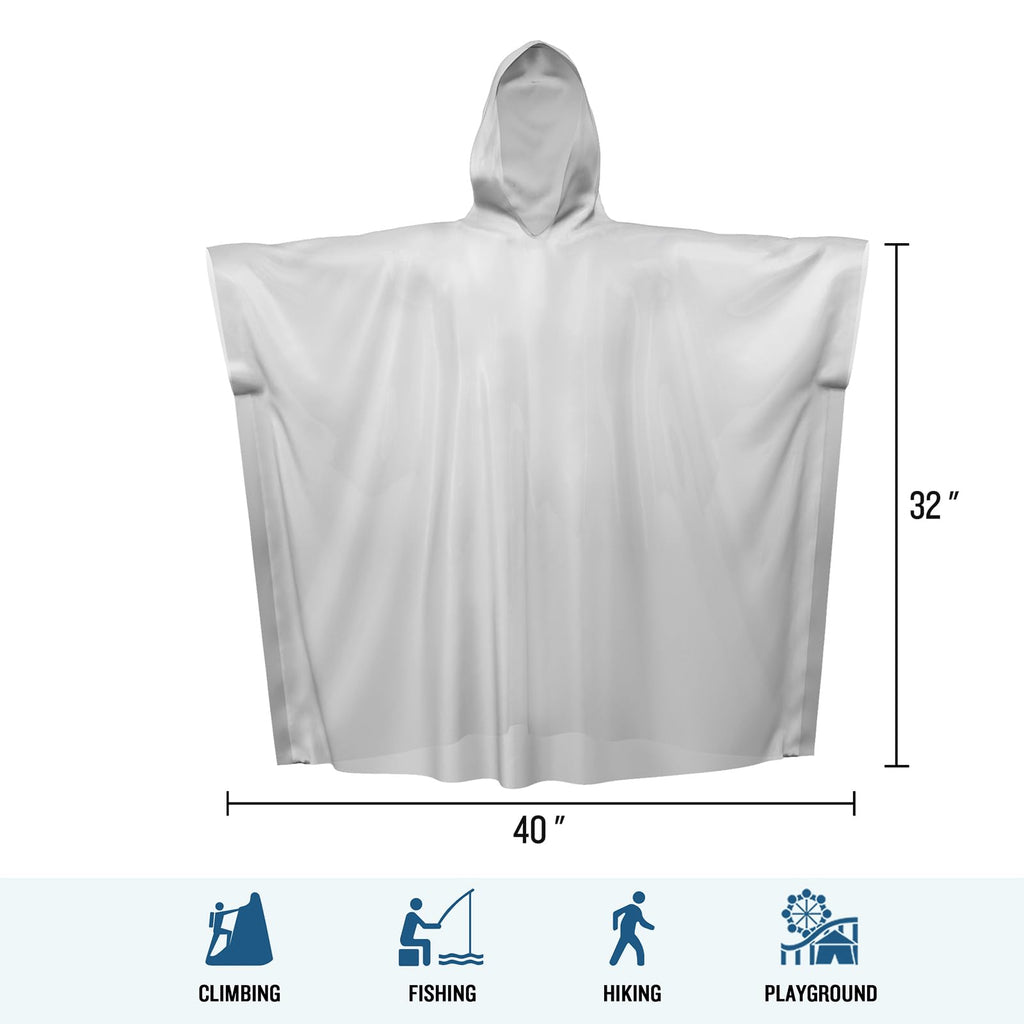 SaphiRose Disposable Rain Ponchos for Adults, 4 Pack Family Pack Clear Emergency Hooded Raincoat for Travel Camping