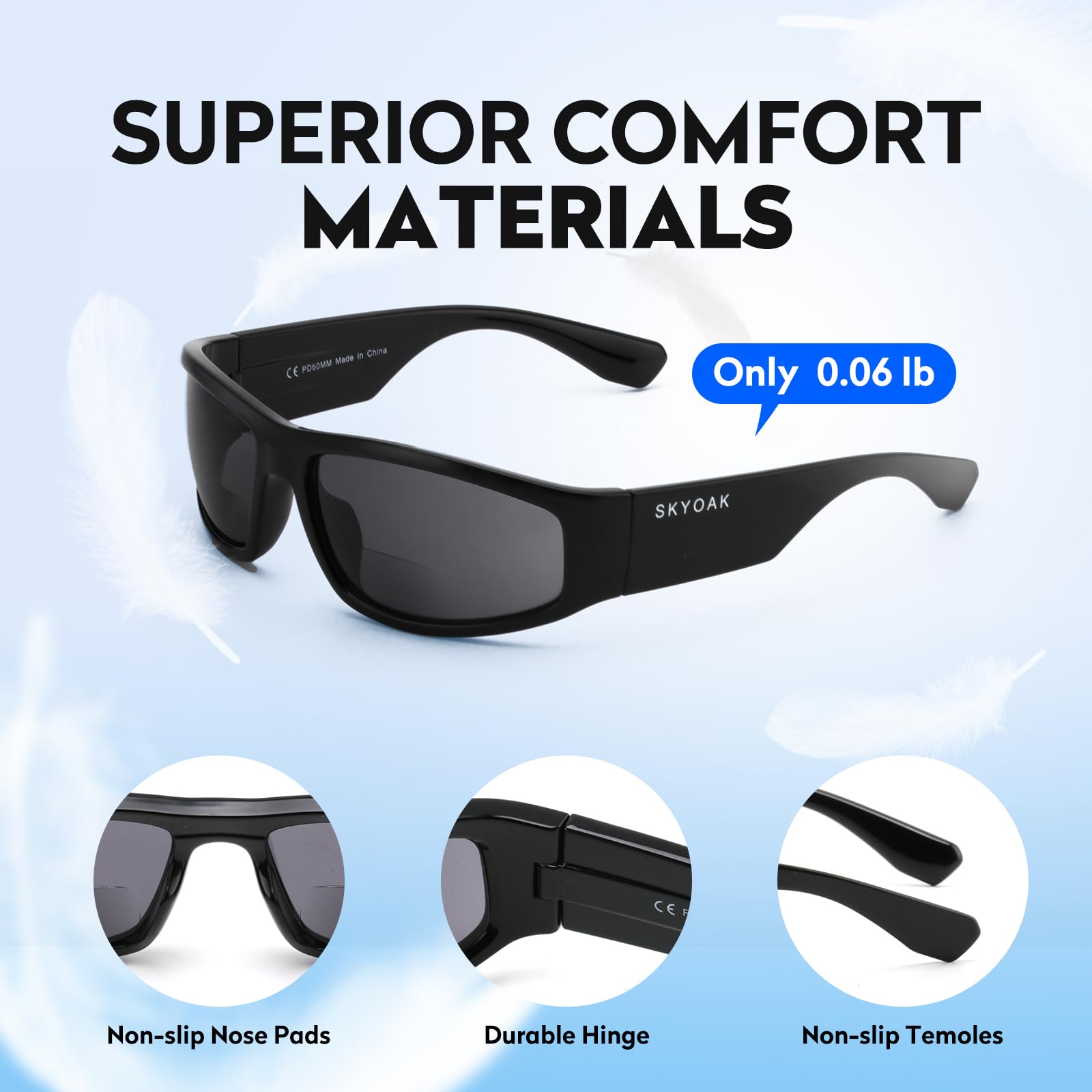 SKYOAK 3 PACK Evolved Unbreakable Bifocal Reading Sunglasses Men TR90 Frame Wrap Around Design Glasses UV 400 Protection Outdoor Sun Reader Sports/Driving (Black & Blue & Tortoise +1.50)