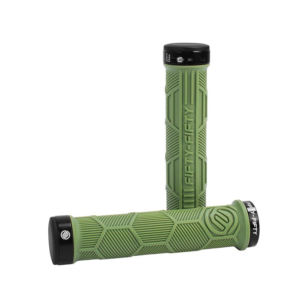 FIFTY-FIFTY Double Lock-On Mountain Bike Grips, Bicycle Handlebar Locking Grips, Non-Slip MTB Handle