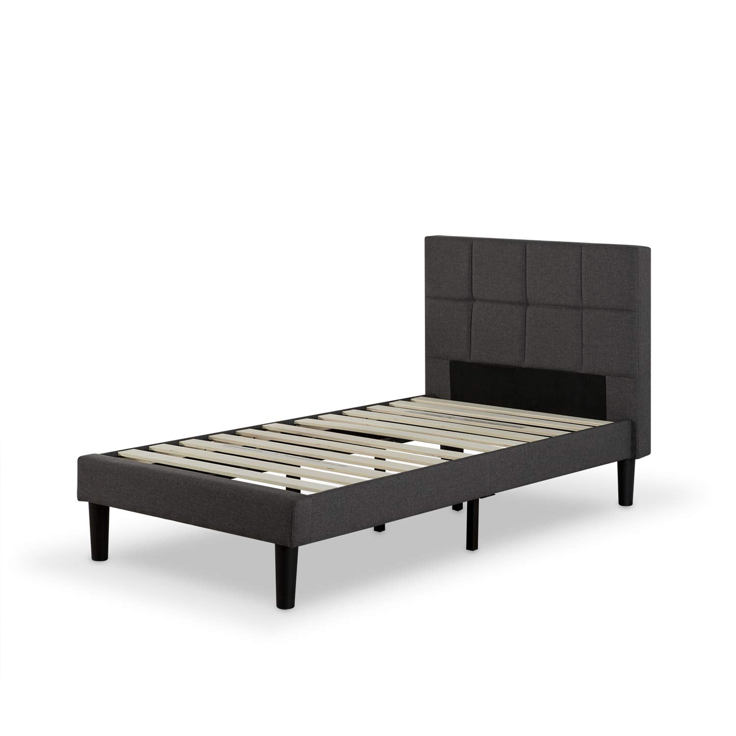 ZINUS Lottie Upholstered Platform Bed Frame with Short Headboard, Mattress Foundation, Wood Slat Support, No Box Spring Needed, Easy Assembly, Beige, Full
