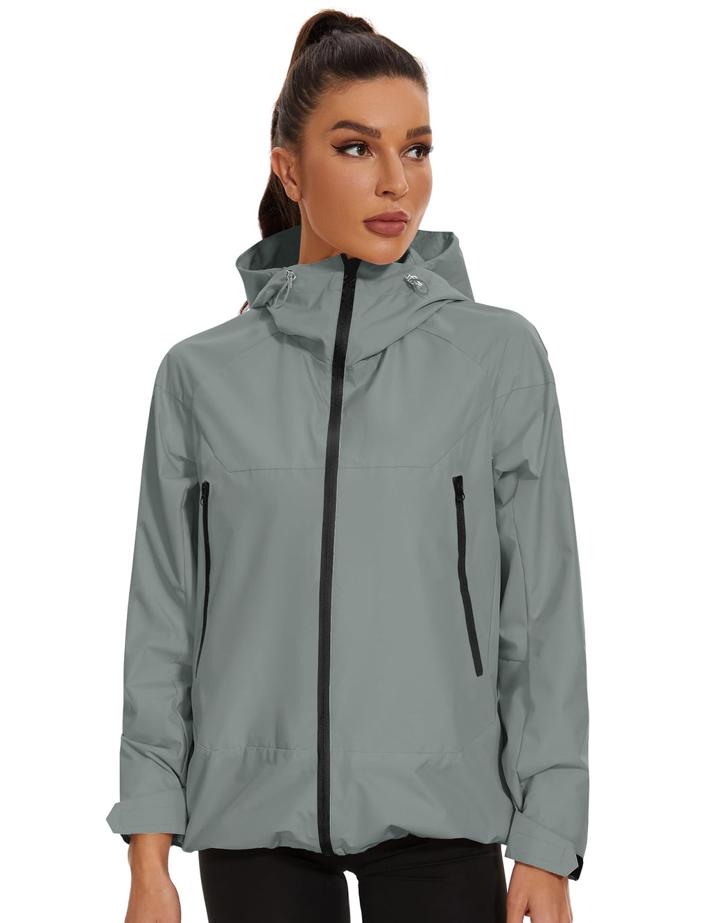Avoogue Rain Jacket for Women Waterproof Lightweight Rain Coat Hiking Windbreaker Jacket with Hood