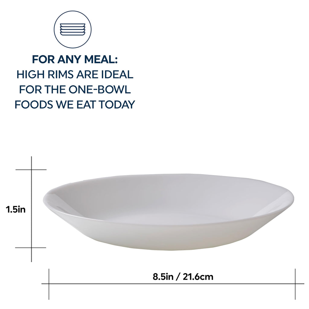 Corelle 3125 Vitrelle Glass Winter Frost Cereal Bowl, White, 18 oz, Pack of 6