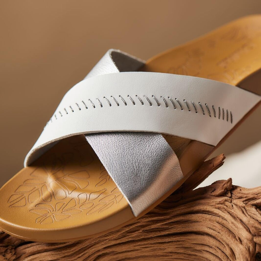OluKai Kipe'a Olu Women's Slide Sandal, Premium Leather, Relaxed & Dressy Design For Any Occasion, All-Day Comfort & Fit