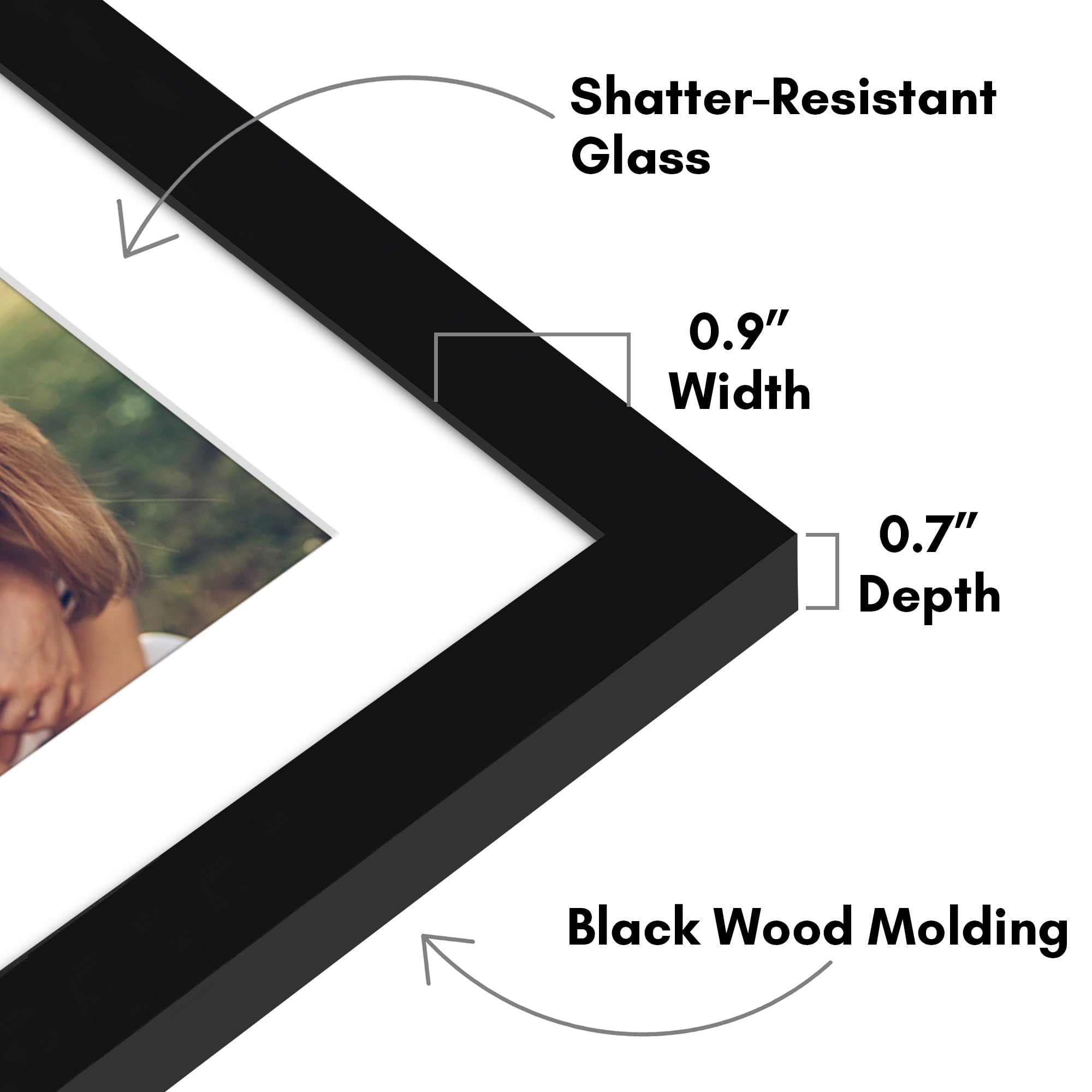 Americanflat 4x6 Double Picture Frame with Shatter-Resistant Glass - Fits Two 4x6 Photos or use as One 6x14 Frame - Signature Collection - Collage Frames for Tabletop and Wall Display - Black