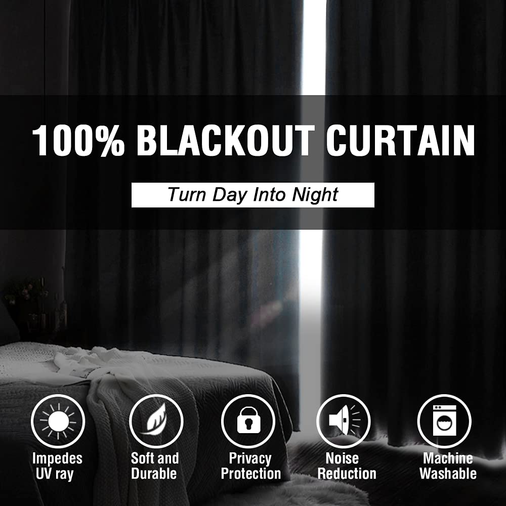 H.VERSAILTEX 100% Blackout Curtains Thermal Insulated Full Blackout Curtains for Living Room Energy Efficiency Window Drapes for Bedroom with Black Liners 1 Panel, 52x63 Inch, Burgundy