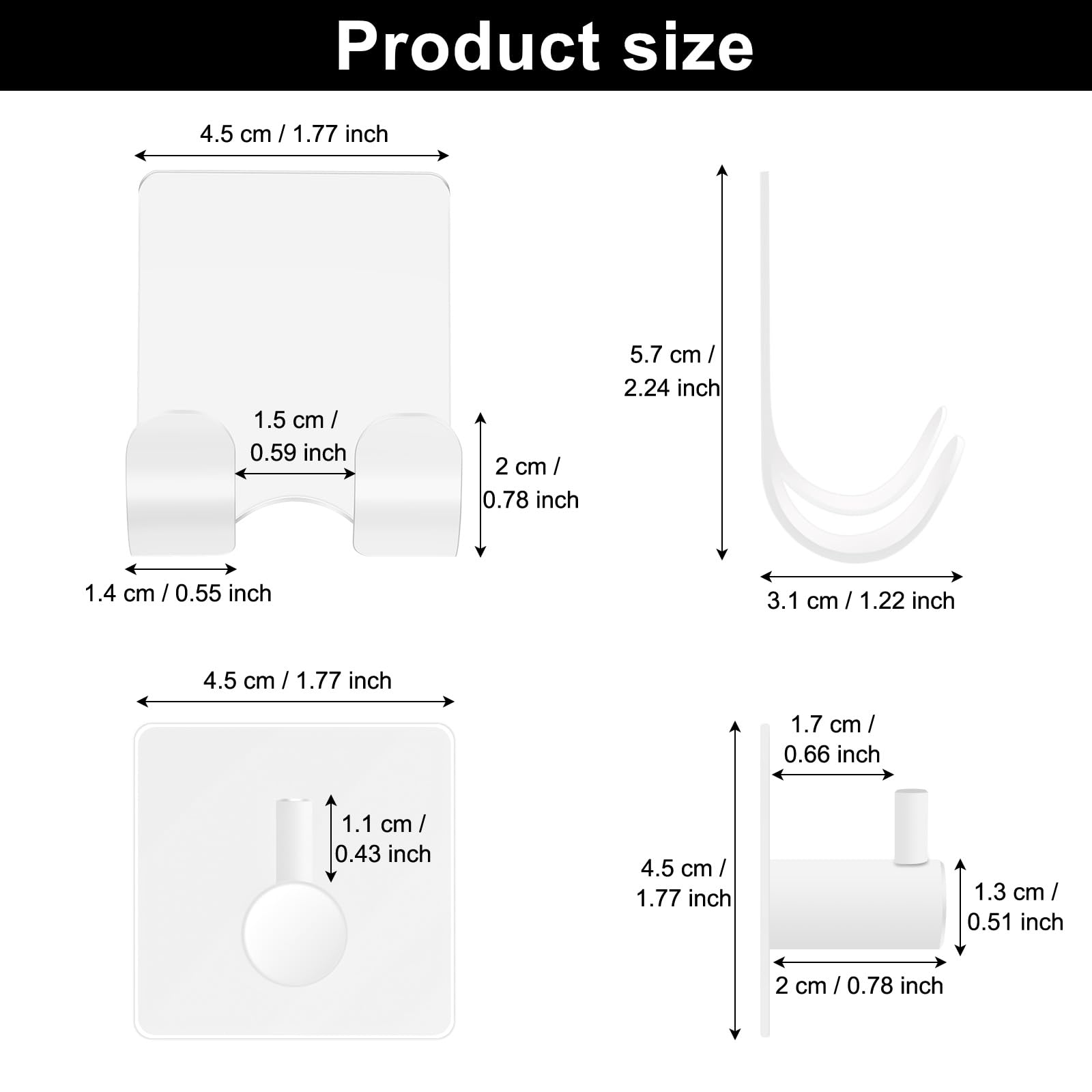 CGBE Shower Holders for Razors, 2 Pack Squeegee Holder and 2 Pack Razor Holder, Razors Holder for Shower Heavy Duty Waterproof Hook for Squeegee Loofah - Black
