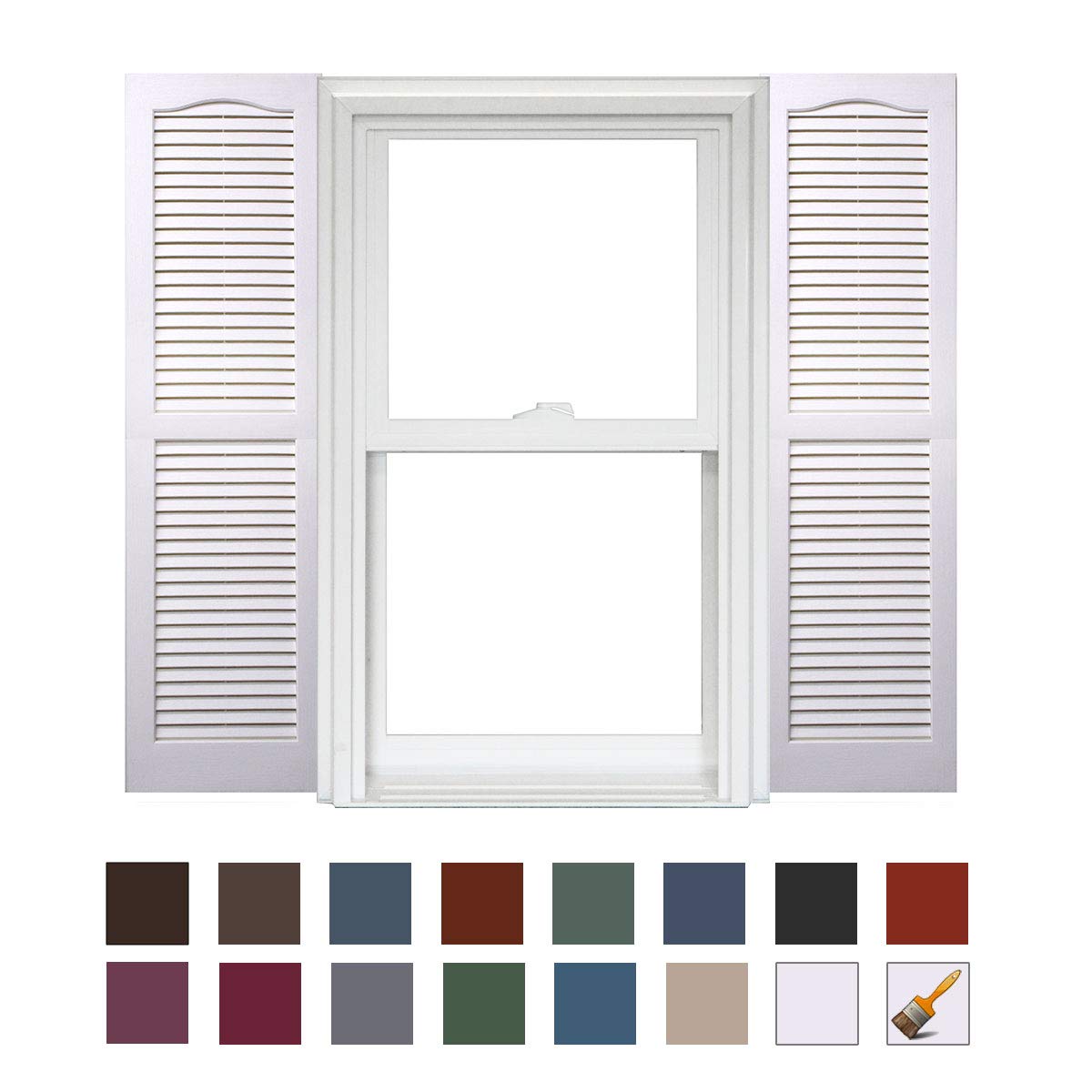 Homeside Open Louver Shutter 1 Pair 14-1/2in. x 25in. 330 Berry - Premium Exterior Vinyl | Classic Slatted Design | Fade-Resistant Color-Through | Easy Installation | Made in USA