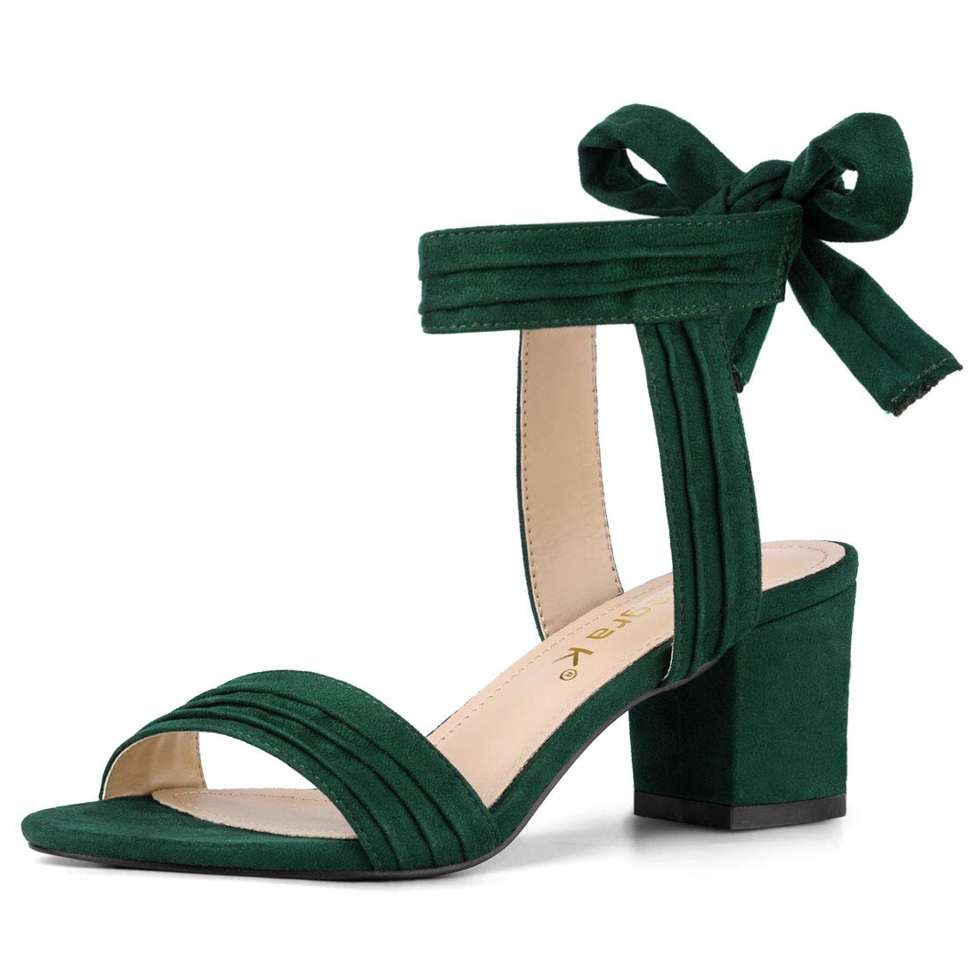 Allegra K Women's Open Toe Ankle Tie Back Block Heels Sandals