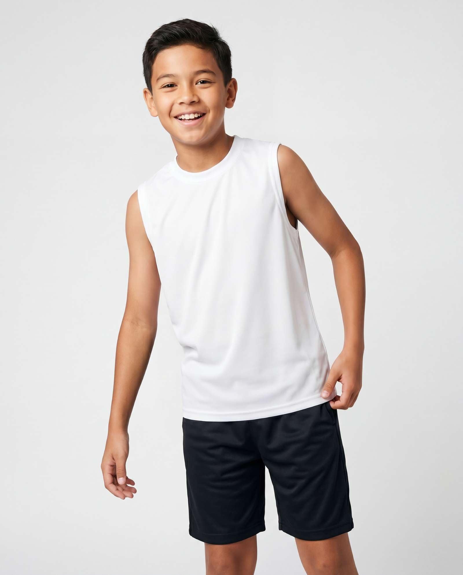Real Essentials 5 Pack: Boys Dry-Fit Active Athletic Performance Tank Top