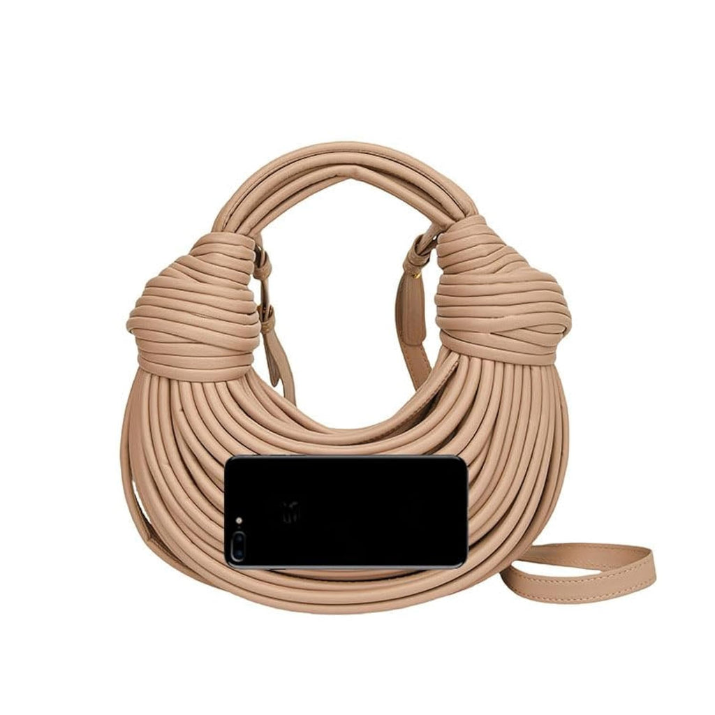 Hand-Woven Bread Women's Clutch Top Handle Satchel Shoulder Crossbody Creative Noodles Purses Underarm Bag Handbag
