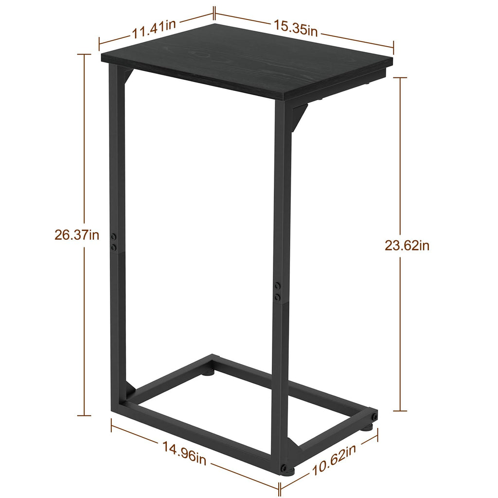 AMHANCIBLE C Shaped End Tables Set of 2, Couch Side Tables that Slide Under Sofa, Slim TV Trays for Living Room and Bedroom, Narrow Space Saving Laptop Workstation, Black, HET02BBK