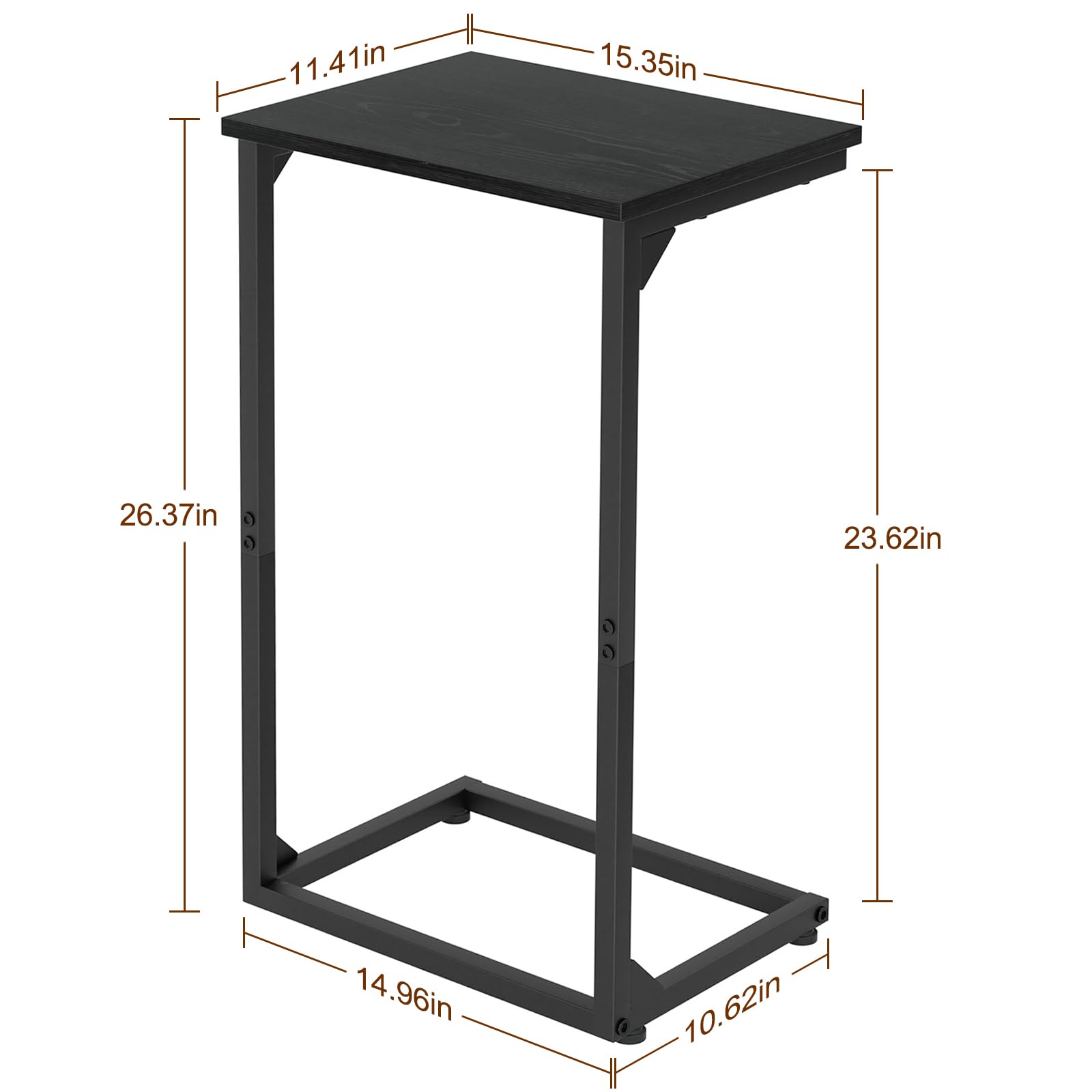 AMHANCIBLE C Shaped End Tables Set of 2, Couch Side Tables that Slide Under Sofa, Slim TV Trays for Living Room and Bedroom, Narrow Space Saving Laptop Workstation, Black, HET02BBK