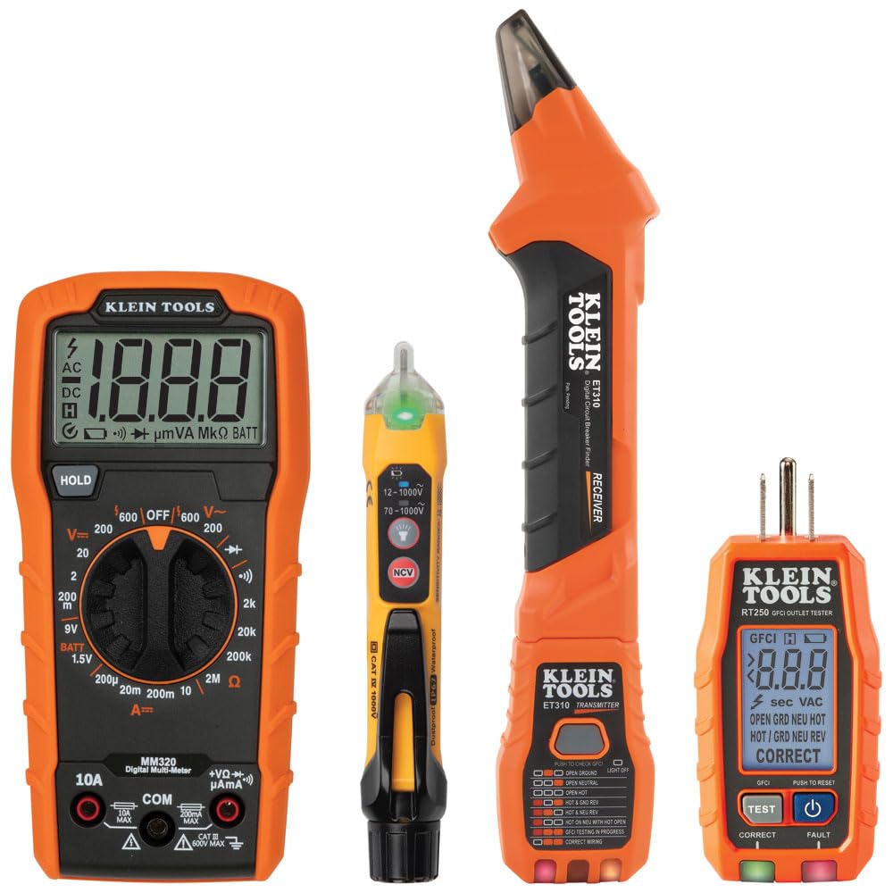 Klein Tools 69355 Digital Multimeter Premium Electrical Test Kit with Non-Contact Voltage Tester, Receptacle Tester, Test Leads