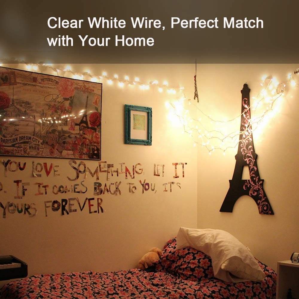 Brizled Christmas Lights, 600 Count 139.2ft Incandescent Mini Lights, Connectable 120V UL Certified for Xmas Wedding Bedroom Porch Decor, White Wire, Warm White