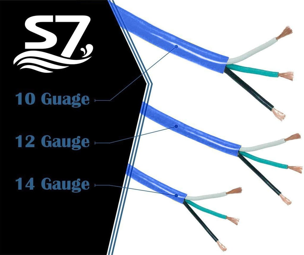 50ft 10-Gauge Heavy Duty 3-Outlet Indoor/Outdoor Extension Cord,Grounded 15-Amp Three-Prong Power-Cord with The End Light Up
