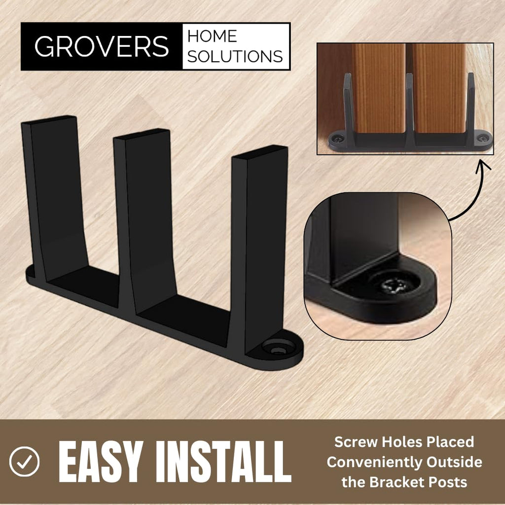 Sliding Closet Door Floor Guide Bracket | Universal Fit for 1-3/8" Width Bypass Doors (Beige) | Grovers Home Solutions