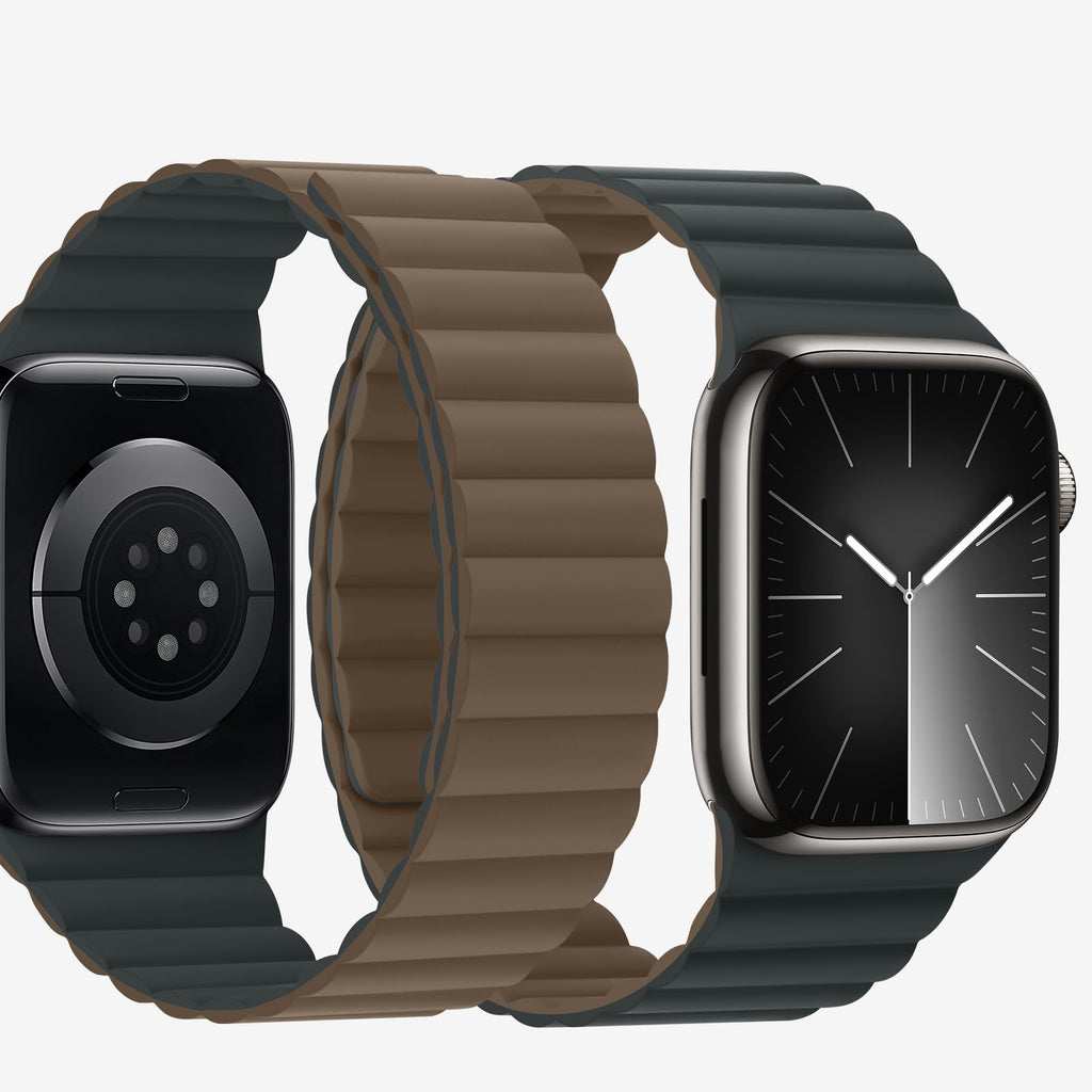 Bisikor Compatible with Apple Watch Band 49 46 45 44 42 41 40 38mm, Double Sided Wearable Silicone Magnetic Strap for iWatch Ultra SE Series 11 10 9 8 7 6 5 4 3 2 1 (38/40/41/42, Beige/Gray)