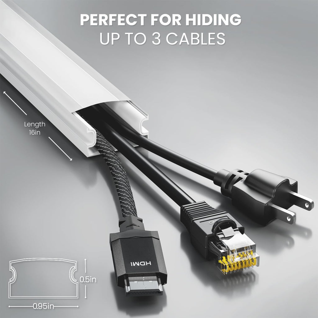 Cord Covers for Wires on Wall - 150in Cable Management Cable Hider - Cord Hiders for TV On Wall - Paintable Cable Concealer - Wire Covers for Cords - 10X (L16 x W0.95 x H0.5) - Medium | Beige