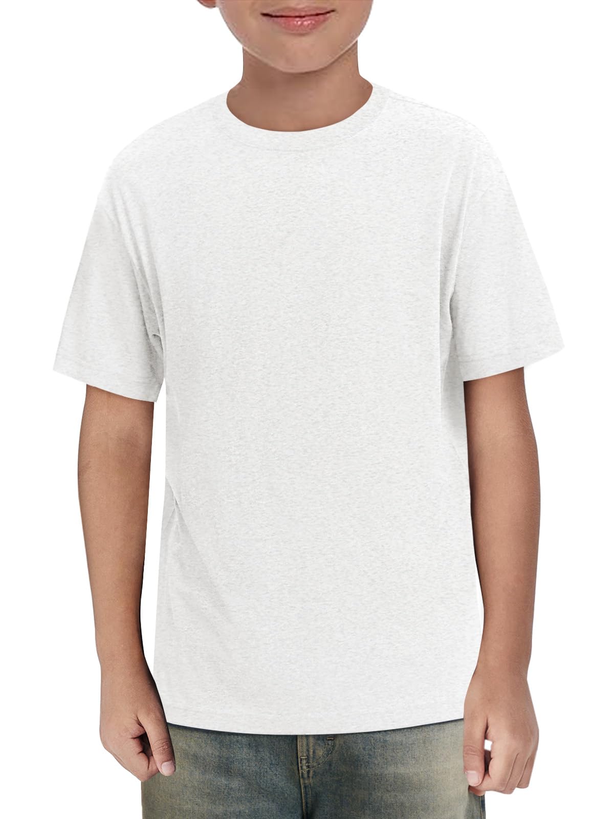 Haloumoning Boys Short Sleeve Shirts Kids Summer Crewneck T-Shirts Casual Tops Tees 5-14 Years