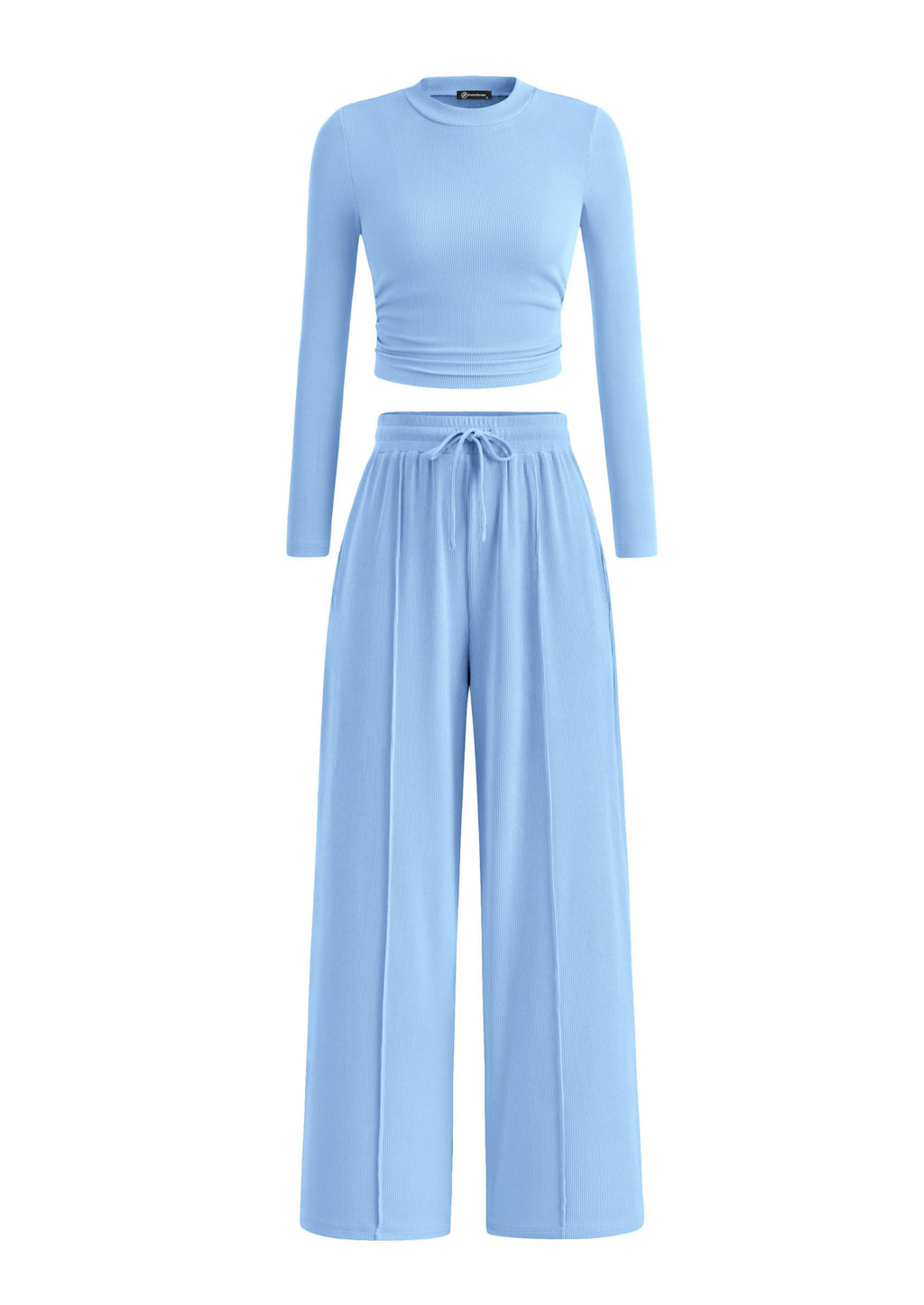 PRETTYGARDEN Women's 2 Piece Sets 2026 Fall Long Sleeve Crop Tops Wide Leg Pants Matching Outfit Tracksuits Spring Clothes
