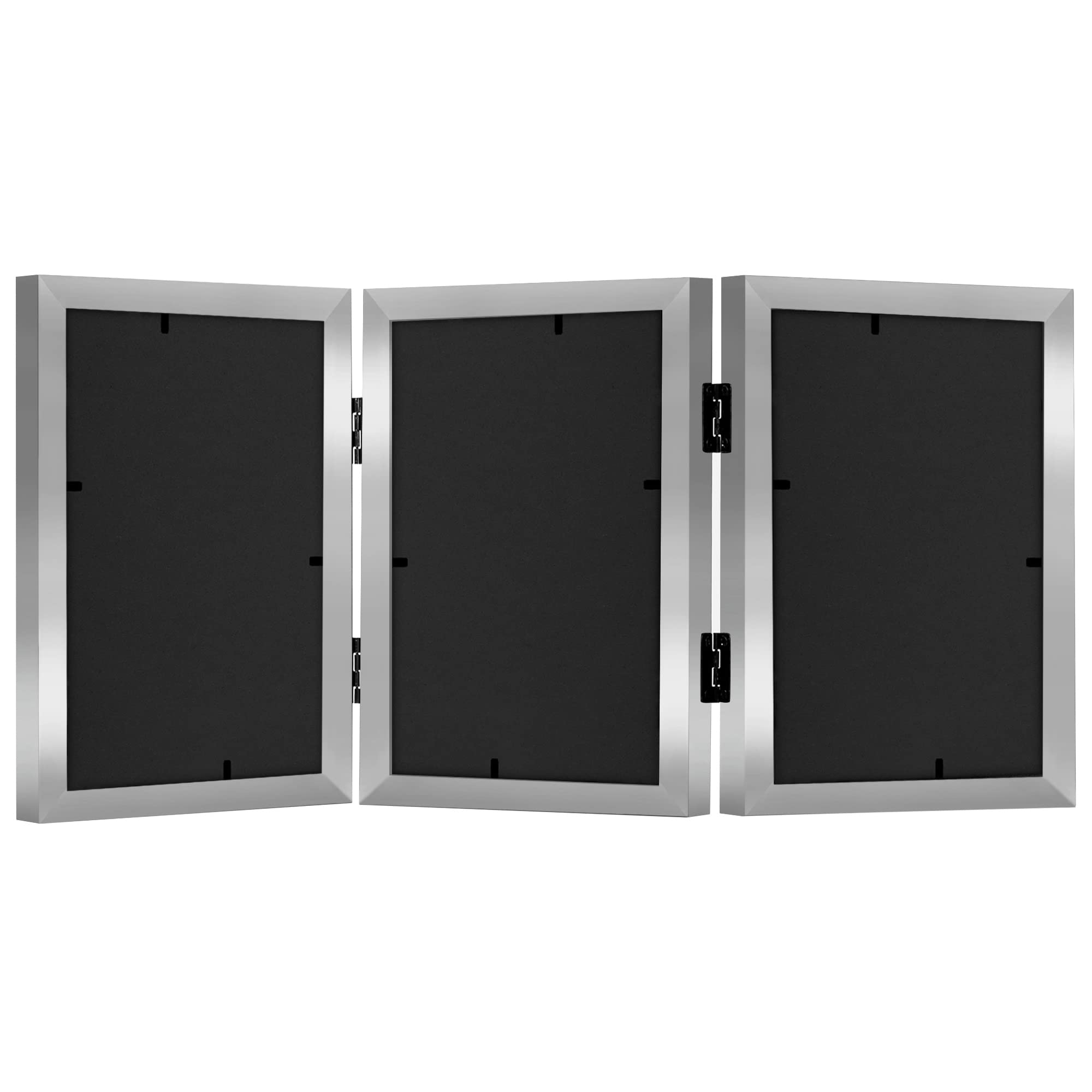 Americanflat Hinged 4x6 Picture Frame with Shatter-Resistant Glass - Double Picture Frames with Engineered Wood - Signature Collection - Photo Frame for Tabletop Display - Black