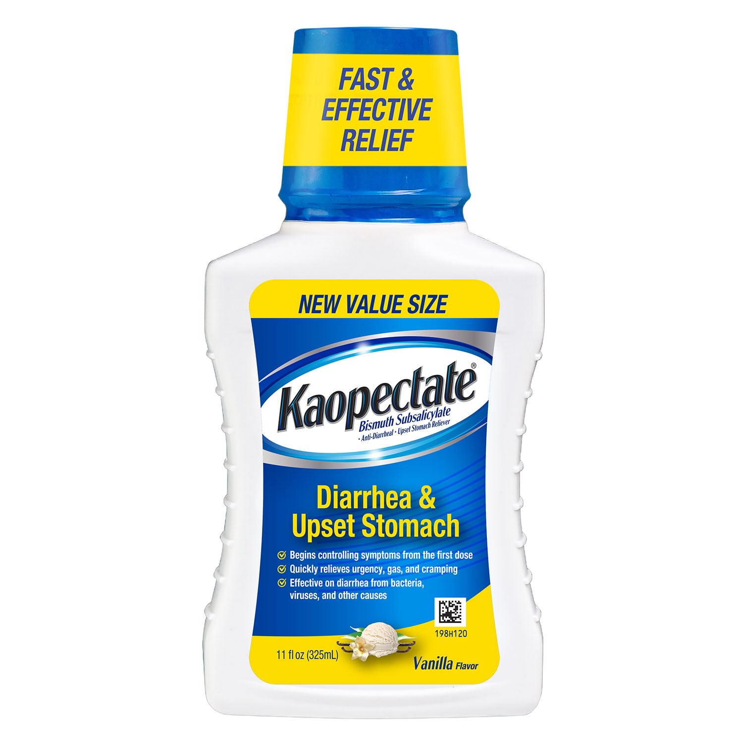 Kaopectate Multi-Symptom Diarrhea Medication for Adults, 8oz, Upset Stomach Relief, Bismuth Subsalicylate Anti Diarrhea Medicine, Vanilla