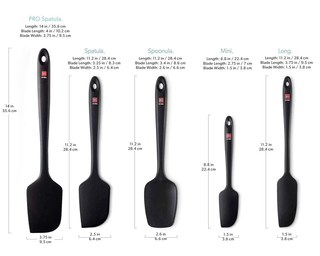 DI ORO Silicone Spatula Set - Rubber Kitchen Spatulas for Baking, Cooking, & Mixing - 600°F Heat-Resistant & BPA Free Silicone Scraper Spatulas for Nonstick Cookware - Dishwasher Safe (5pc, Black)