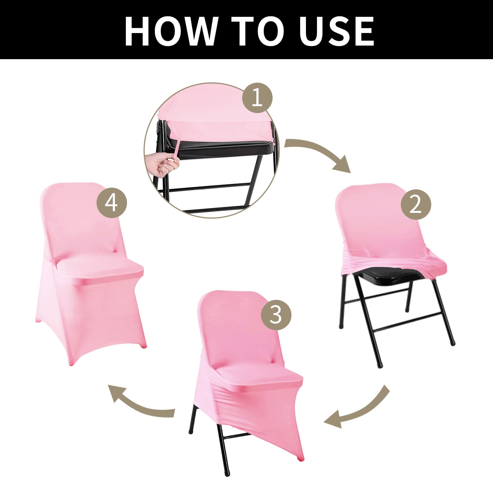 magalo 12 Pack Black Spandex Folding Waterproof Chair Cover, Stretch Chair Cover Protector for Wedding, Party, Dining Banquet and Other Special Events