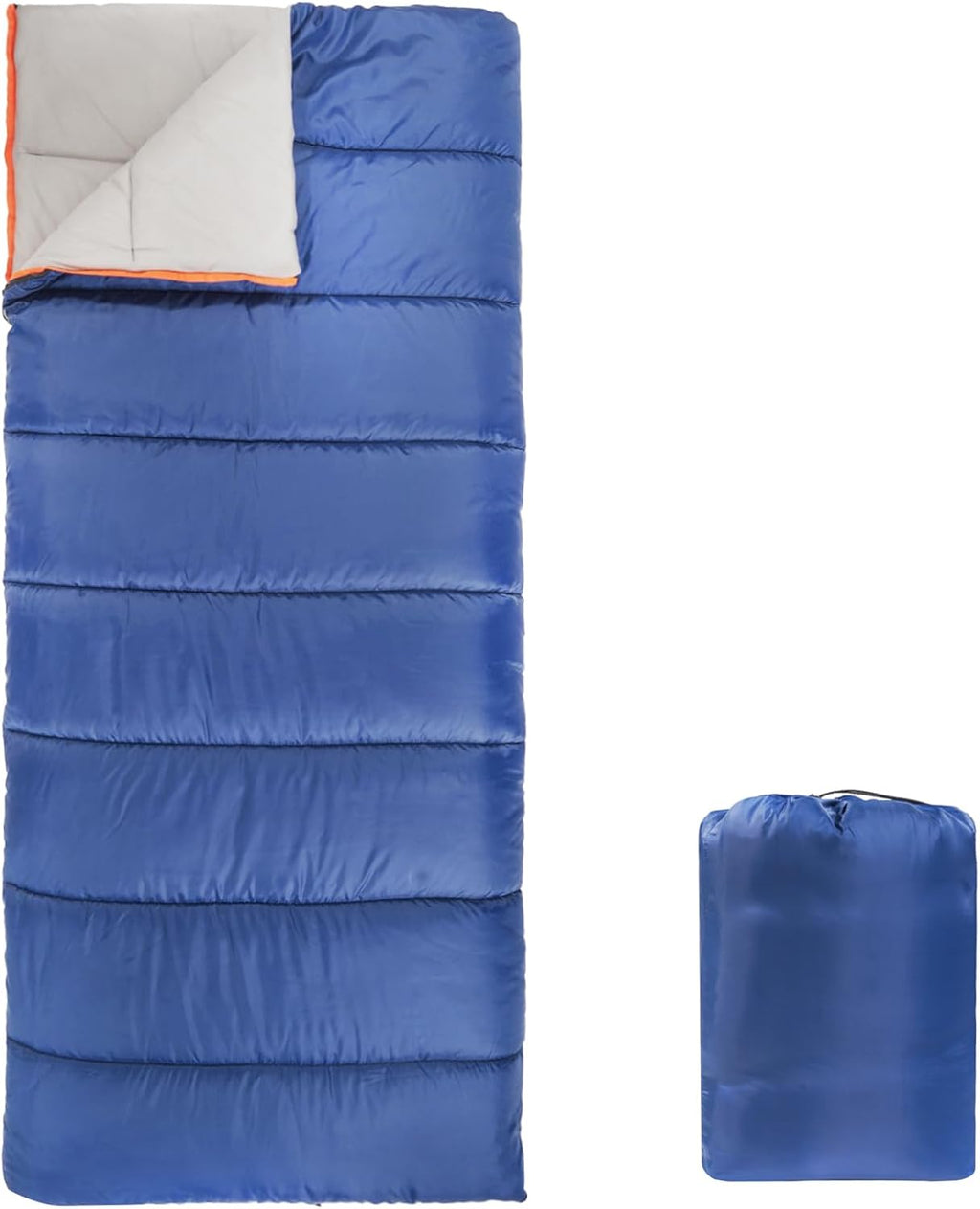 Amazon Basics 30°F Cool Weather Sleeping Bag for Adults, Warm and Comfortable, Compact Lightweight, 75" x 33", Blue