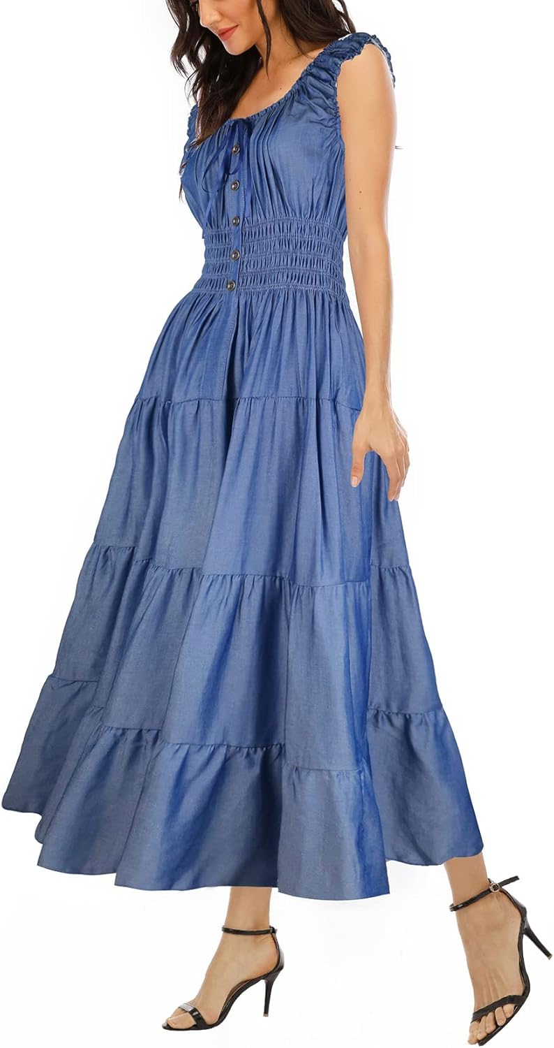 OSTOO Women's 2026 Summer Boho Floral Print Tiered Casual Flowy Long Maxi Dress