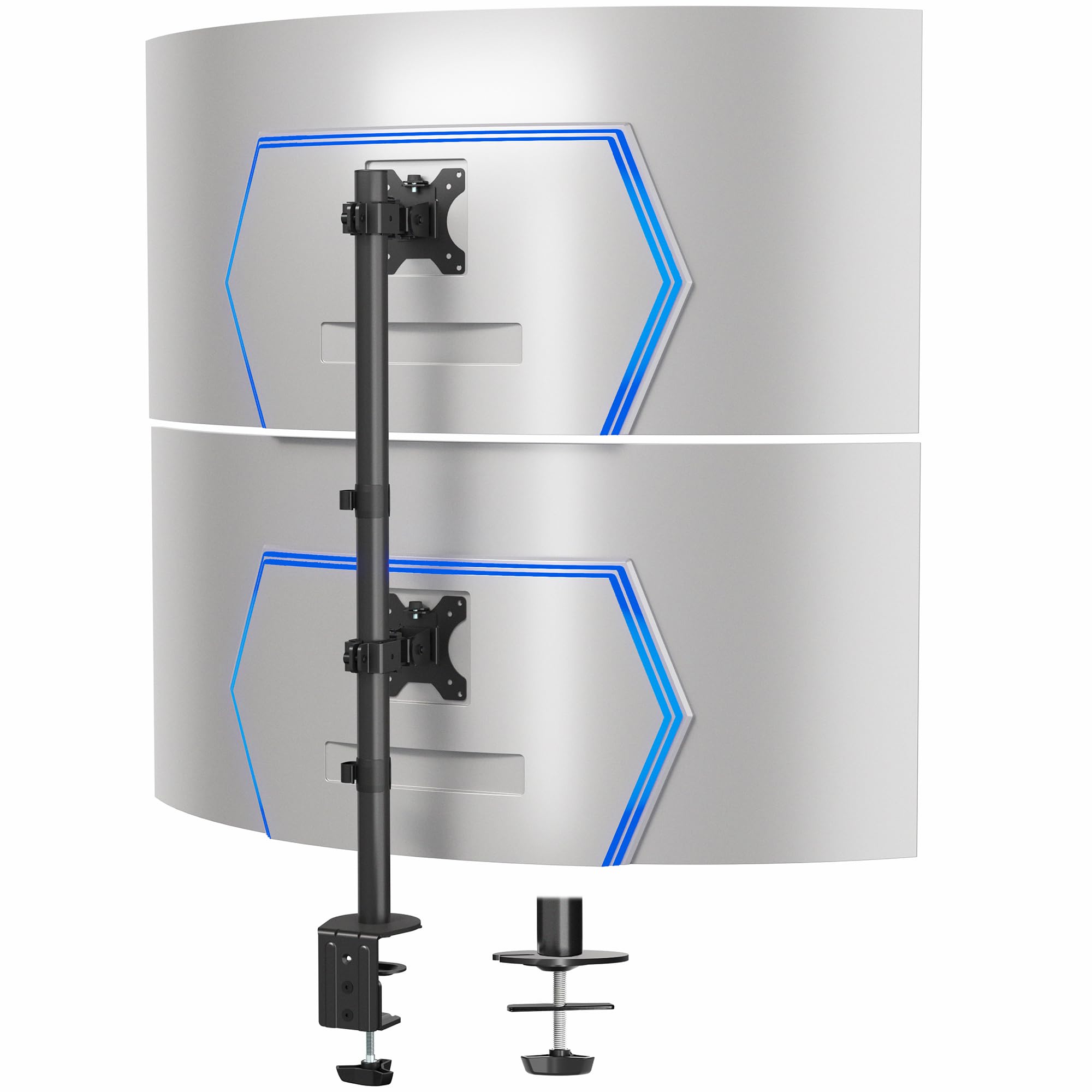 VIVO Dual Monitor Desk Mount Stand with Height Adjustment and VESA Plates for 2 LCD Ultrawide Screens up to 34 inches, Stacked Array, STAND-V002R