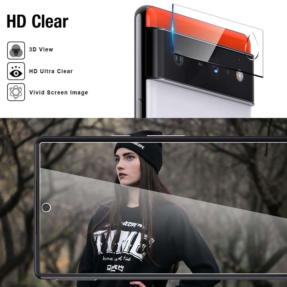 TOCOL [3 Pack] Compatible for Google Pixel 6 5G 6.4'' Tempered Glass Screen Protector & Glass Camera Lens Protector, Case Friendly, Anti-Scratch [Alignment Tool] [Fingerprint Unlock]