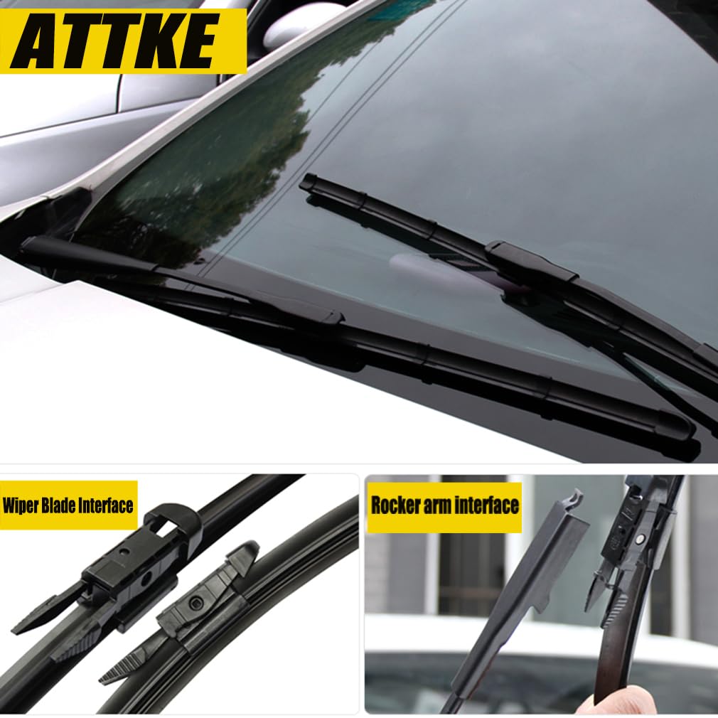 ATTKE OEM Quality Front Windscreen Wiper Blades for Jeep Wrangler 1997-2006/Porsche 911 1978-1994/Suzuki Samurai 1986-1995 (13″+13″ Front Windshield Wiper Blade Set)